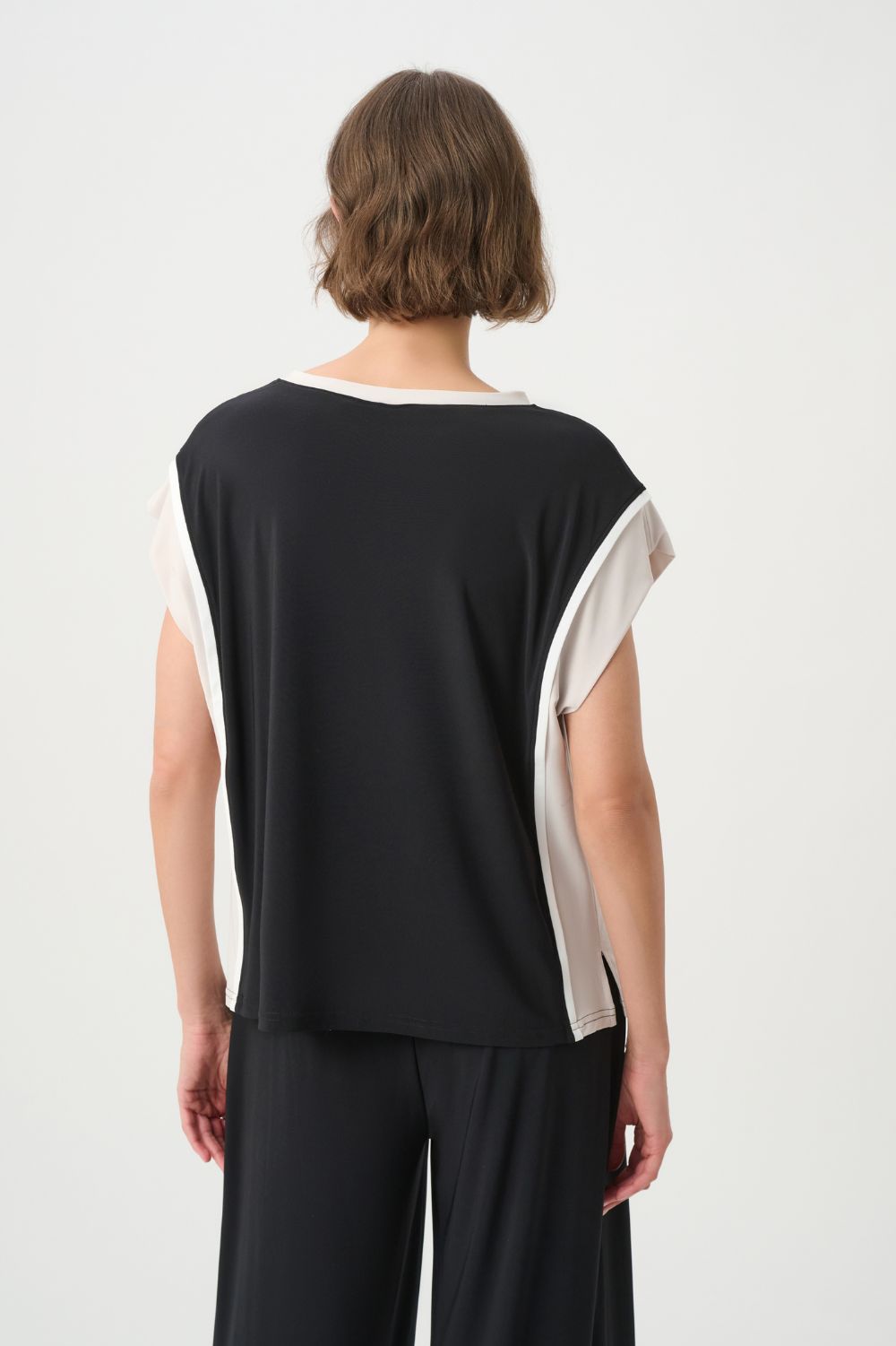 Joseph Ribkoff - Joseph Ribkoff Colorblock Cap Sleeve Top | Black/Moonstone - Top - Silvermaple Boutique 