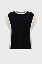 Joseph Ribkoff - Joseph Ribkoff Colorblock Cap Sleeve Top | Black/Moonstone - Top - Silvermaple Boutique 