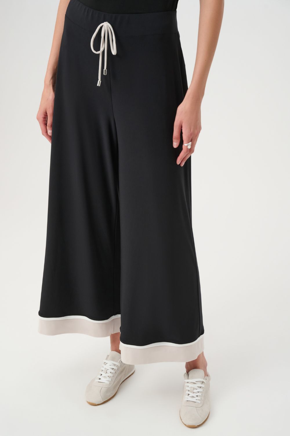 Joseph Ribkoff - Joseph Ribkoff Colorblock Culotte Pants | Black/Moonstone - Pants - Silvermaple Boutique 