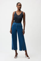 Joseph Ribkoff - Joseph Ribkoff Culotte Jeans With Rhinestones | Medium Blue - Jeans - Silvermaple Boutique 