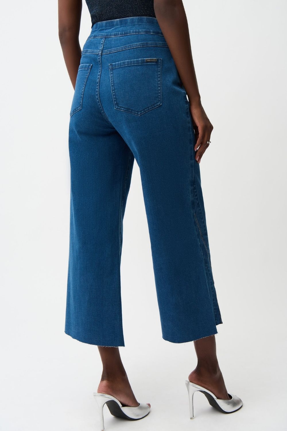 Joseph Ribkoff - Joseph Ribkoff Culotte Jeans With Rhinestones | Medium Blue - Jeans - Silvermaple Boutique 