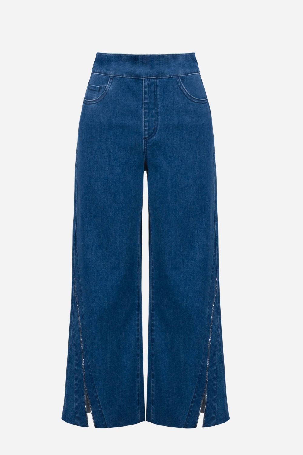 Joseph Ribkoff - Joseph Ribkoff Culotte Jeans With Rhinestones | Medium Blue - Jeans - Silvermaple Boutique 