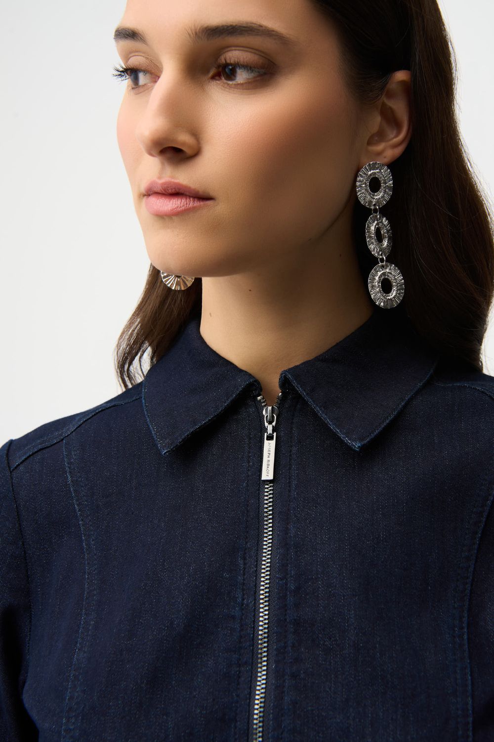 Joseph Ribkoff - Joseph Ribkoff Denim Dress With Half Zip & Belt | Dark Denim - Dress - Silvermaple Boutique 