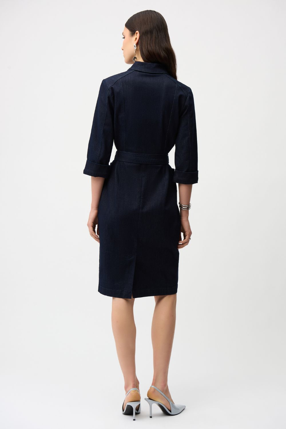 Joseph Ribkoff - Joseph Ribkoff Denim Dress With Half Zip & Belt | Dark Denim - Dress - Silvermaple Boutique 