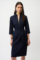 Joseph Ribkoff - Joseph Ribkoff Denim Dress With Half Zip & Belt | Dark Denim - Dress - Silvermaple Boutique 