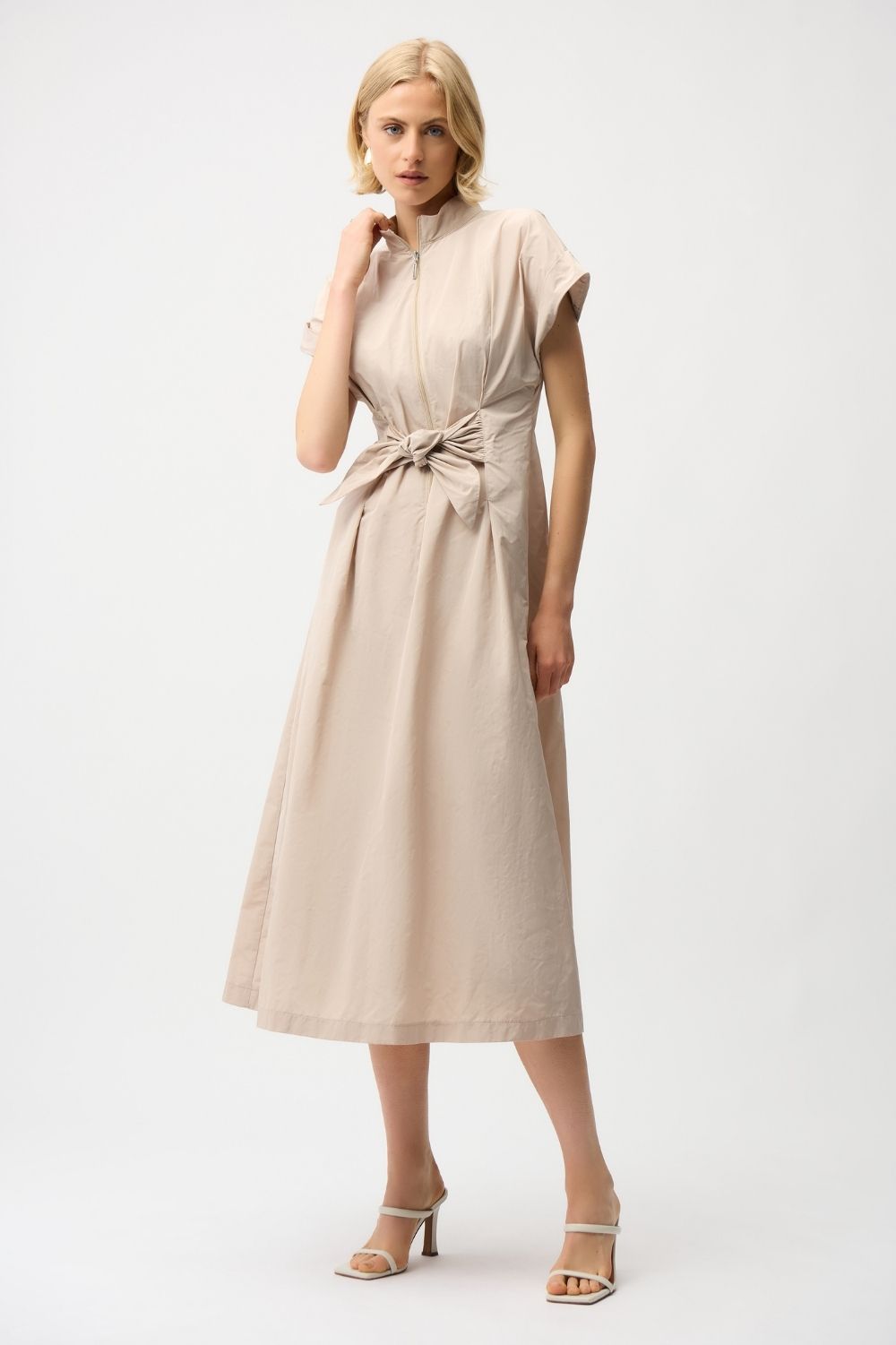 Joseph Ribkoff - Joseph Ribkoff Fit & Flare Tie Waist Dress | Parchment - Dress - Silvermaple Boutique 