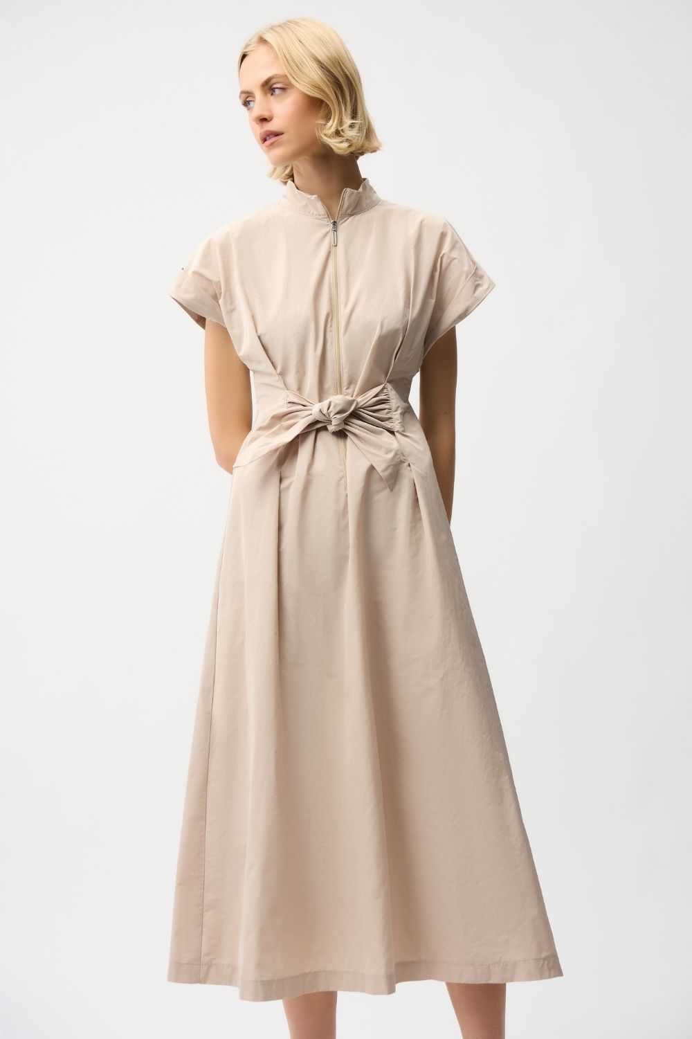 Joseph Ribkoff - Joseph Ribkoff Fit & Flare Tie Waist Dress | Parchment - Dress - Silvermaple Boutique 