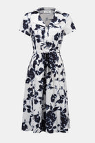 Joseph Ribkoff - Joseph Ribkoff Floral Fit & Flare Shirt Dress | Midnight/Vanilla - Dress - Silvermaple Boutique 