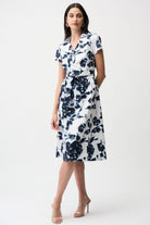 Joseph Ribkoff - Joseph Ribkoff Floral Fit & Flare Shirt Dress | Midnight/Vanilla - Dress - Silvermaple Boutique 