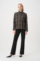 Joseph Ribkoff - Joseph Ribkoff Jacquard Animal Print Trapeze Jacket | Black/Multi - Jacket - Silvermaple Boutique 