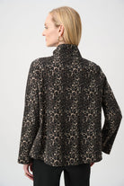 Joseph Ribkoff - Joseph Ribkoff Jacquard Animal Print Trapeze Jacket | Black/Multi - Jacket - Silvermaple Boutique 