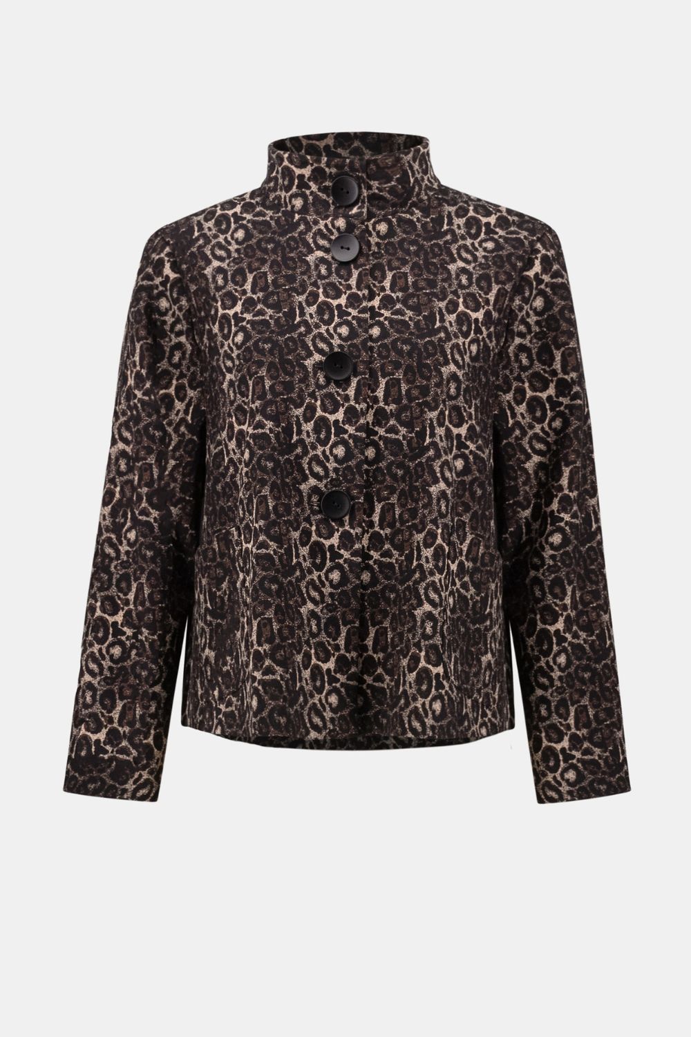 Joseph Ribkoff - Joseph Ribkoff Jacquard Animal Print Trapeze Jacket | Black/Multi - Jacket - Silvermaple Boutique 