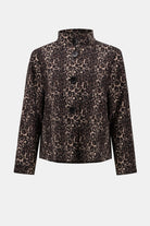 Joseph Ribkoff - Joseph Ribkoff Jacquard Animal Print Trapeze Jacket | Black/Multi - Jacket - Silvermaple Boutique 