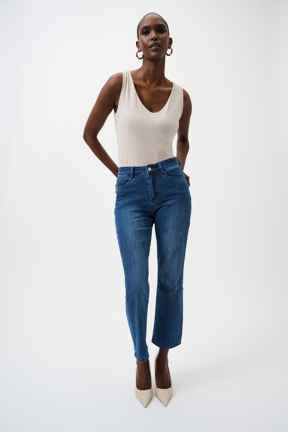 Joseph Ribkoff - Joseph Ribkoff Margot Classic Straight Leg Jeans | Medium Blue - Jeans - Silvermaple Boutique 