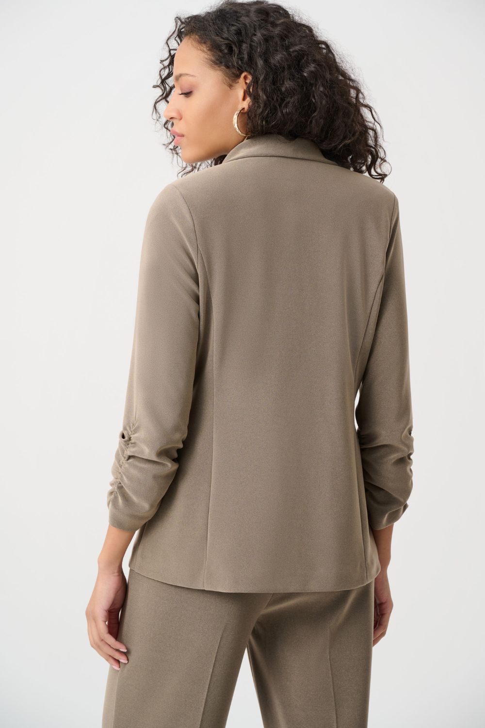 Joseph Ribkoff - Joseph Ribkoff Melange Silky Knit Straight Blazer | Taupe Melange - Blazer - Silvermaple Boutique 