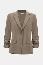 Joseph Ribkoff - Joseph Ribkoff Melange Silky Knit Straight Blazer | Taupe Melange - Blazer - Silvermaple Boutique 