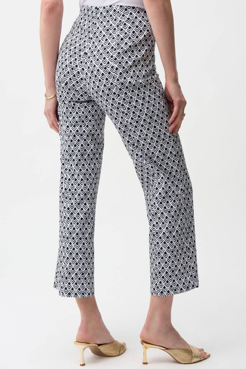 Joseph Ribkoff - Joseph Ribkoff Millennium Geometric Pull-On Pants | Midnight/Vanilla - Pants - Silvermaple Boutique 