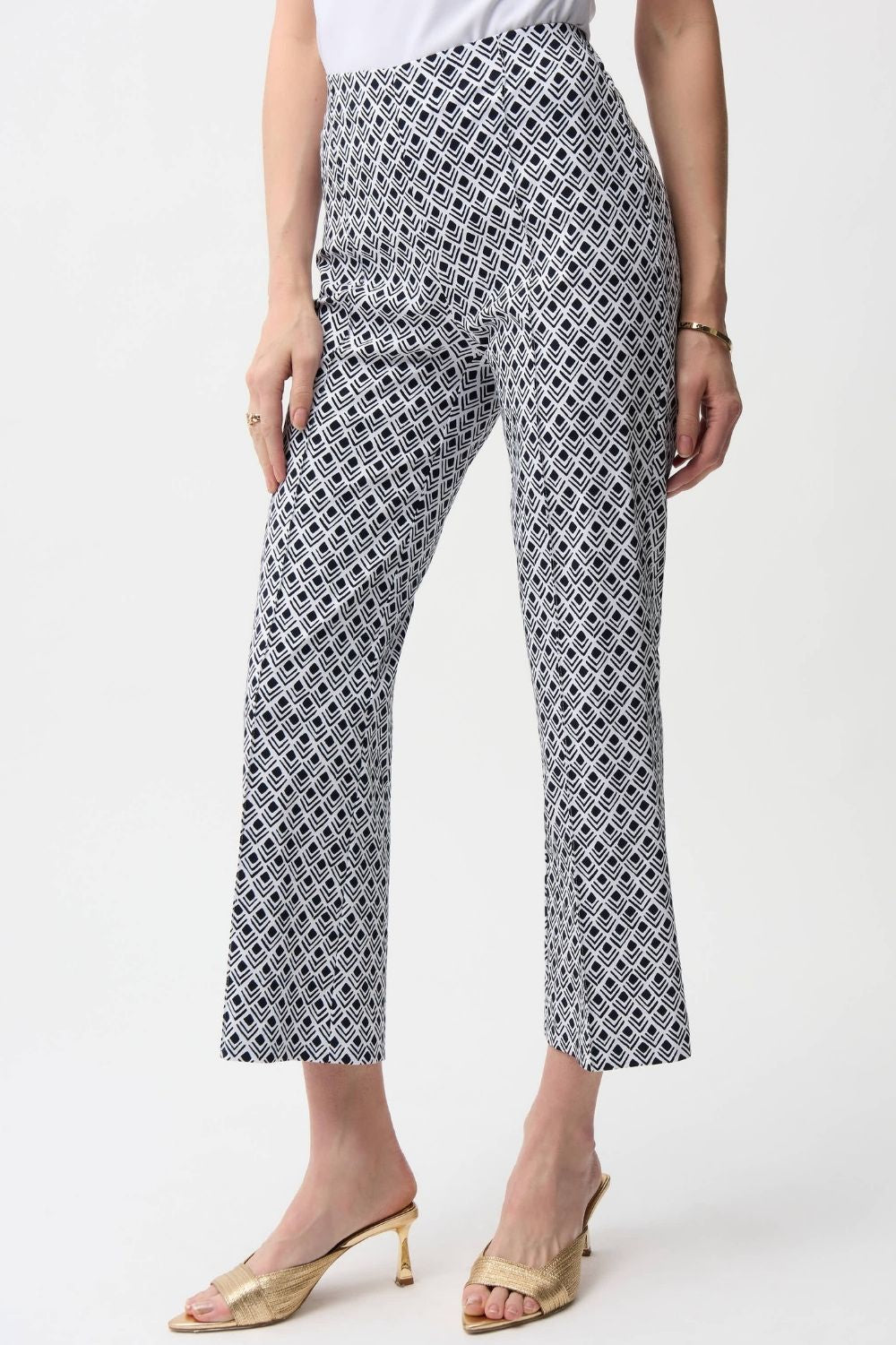Joseph Ribkoff - Joseph Ribkoff Millennium Geometric Pull-On Pants | Midnight/Vanilla - Pants - Silvermaple Boutique 