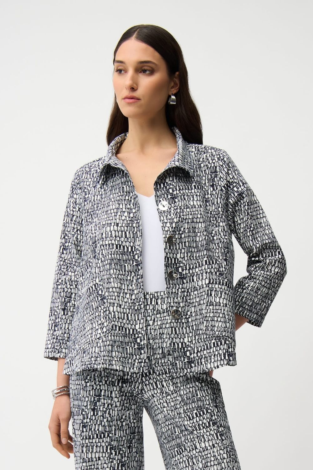 Joseph Ribkoff - Joseph Ribkoff Millennium Trapeze Jacket | Midnight/Vanilla - Jacket - Silvermaple Boutique 