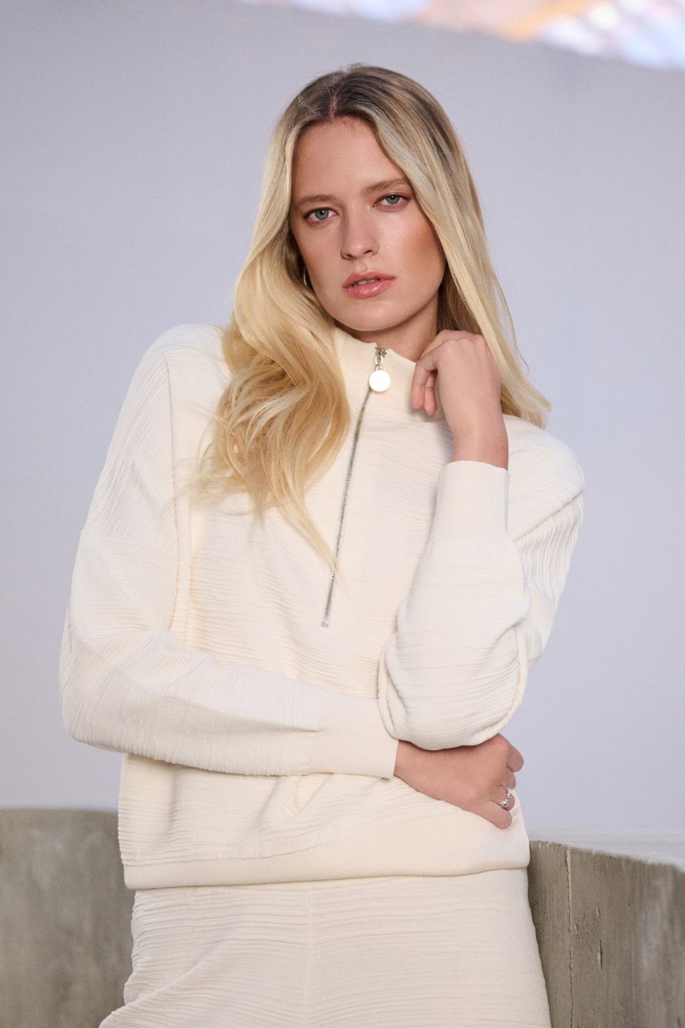 Joseph Ribkoff - Joseph Ribkoff Mock-Neck Cocoon Sweater | Birch - Sweater - Silvermaple Boutique 