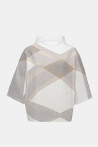 Joseph Ribkoff - Joseph Ribkoff Plaid Funnel-Neck Sweater | Winter White - Sweater - Silvermaple Boutique 