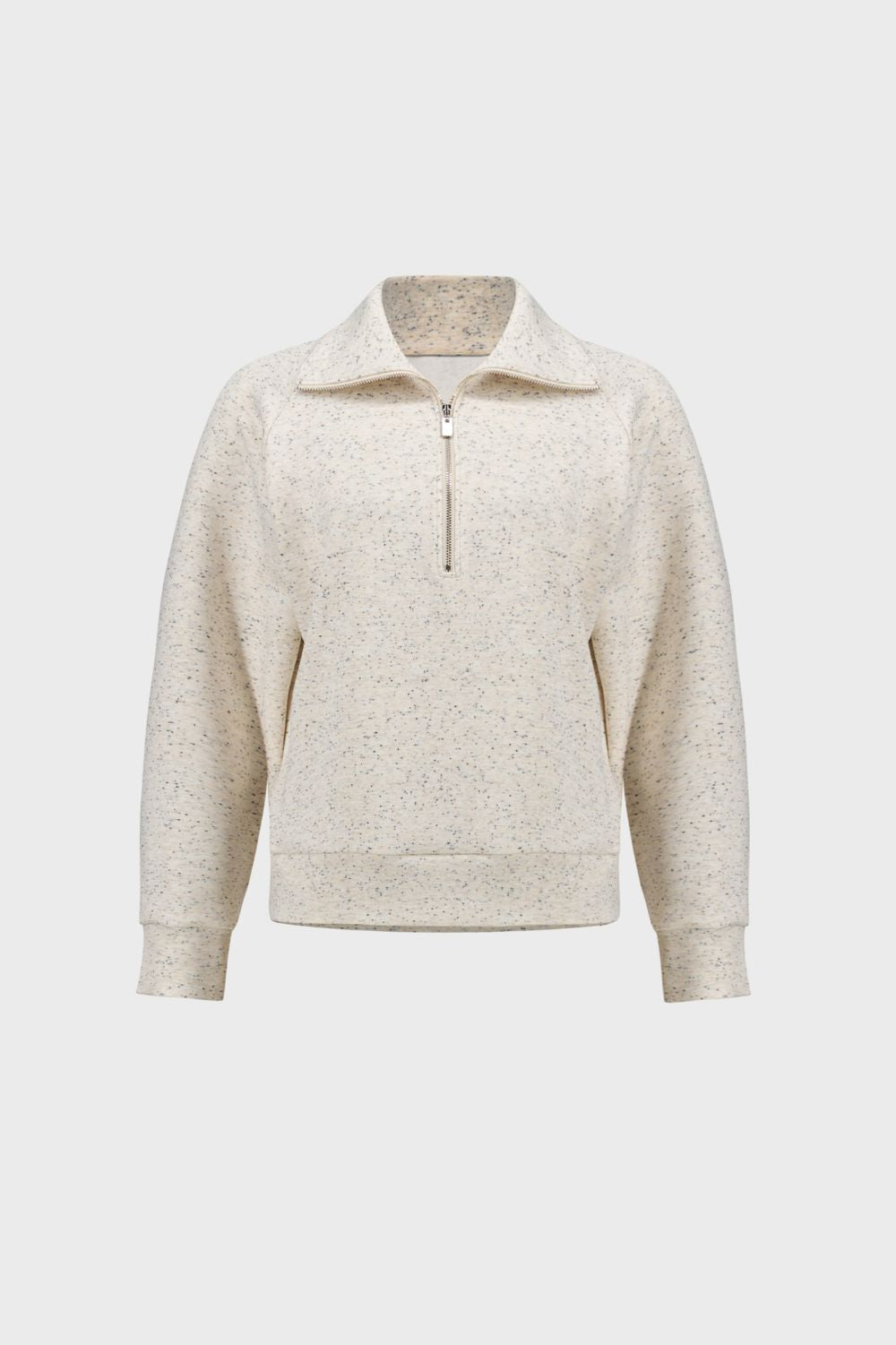 Joseph Ribkoff - Joseph Ribkoff Raglan Zip Neck Top | Oatmeal Melange - Top - Silvermaple Boutique 
