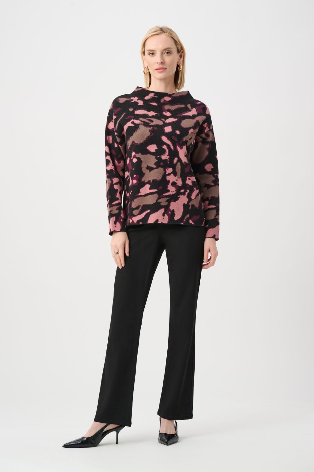 Joseph Ribkoff - Joseph Ribkoff Rhinestone Jacquard Sweater | Black/Multi - Sweater - Silvermaple Boutique 