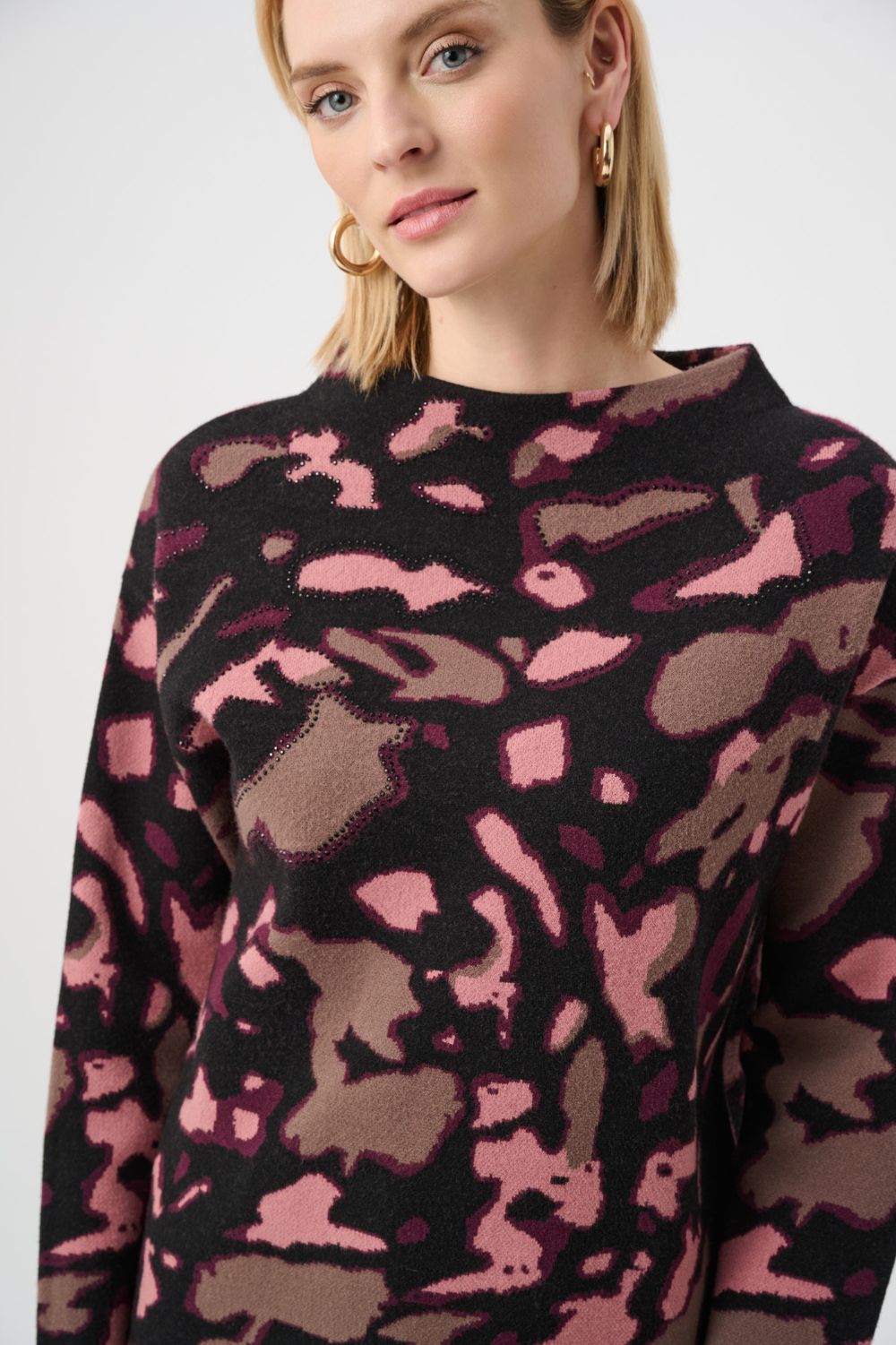 Joseph Ribkoff - Joseph Ribkoff Rhinestone Jacquard Sweater | Black/Multi - Sweater - Silvermaple Boutique 