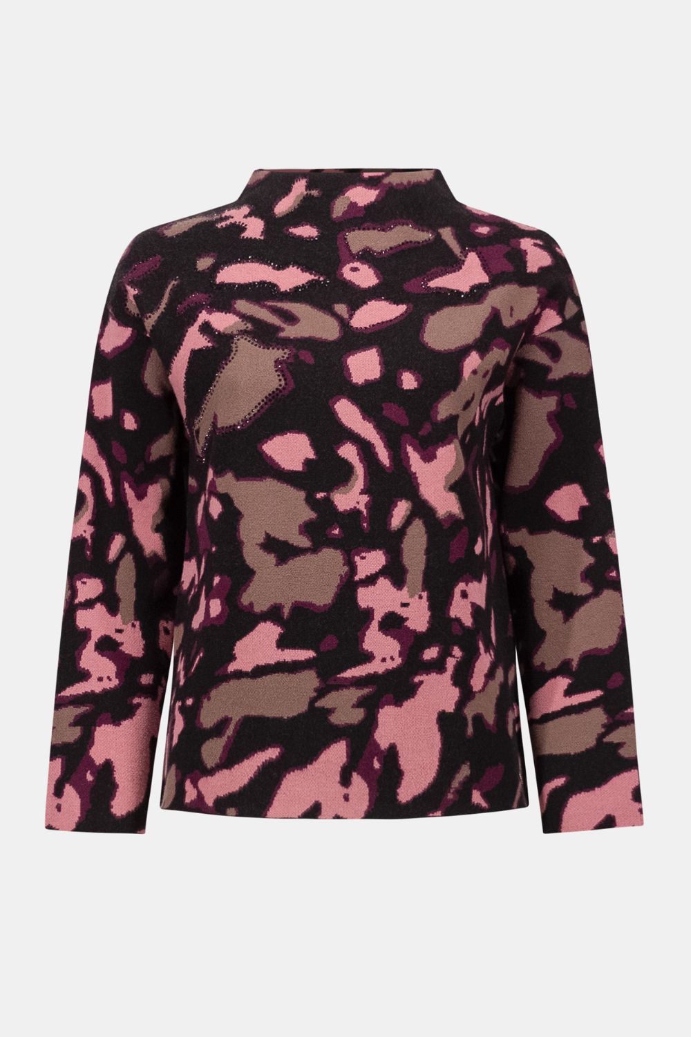 Joseph Ribkoff - Joseph Ribkoff Rhinestone Jacquard Sweater | Black/Multi - Sweater - Silvermaple Boutique 