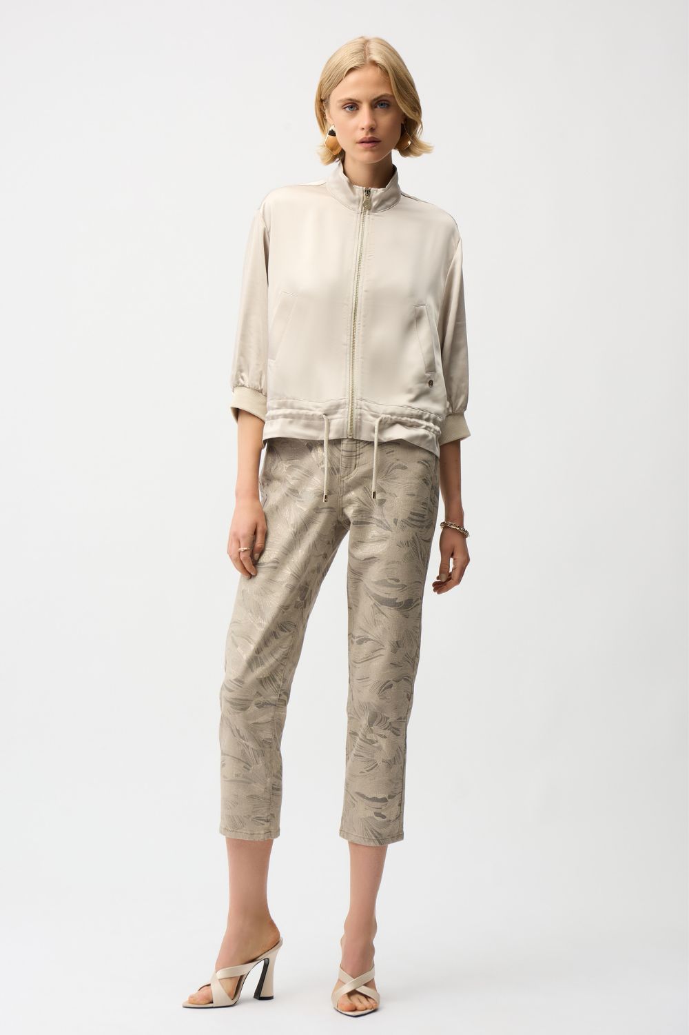 Joseph Ribkoff - Joseph Ribkoff Satin Blouson Jacket | Moonstone - Jacket - Silvermaple Boutique 