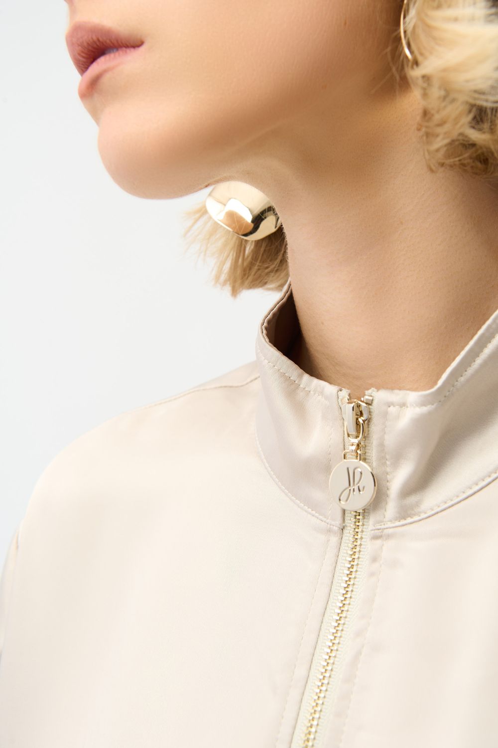 Joseph Ribkoff - Joseph Ribkoff Satin Blouson Jacket | Moonstone - Jacket - Silvermaple Boutique 