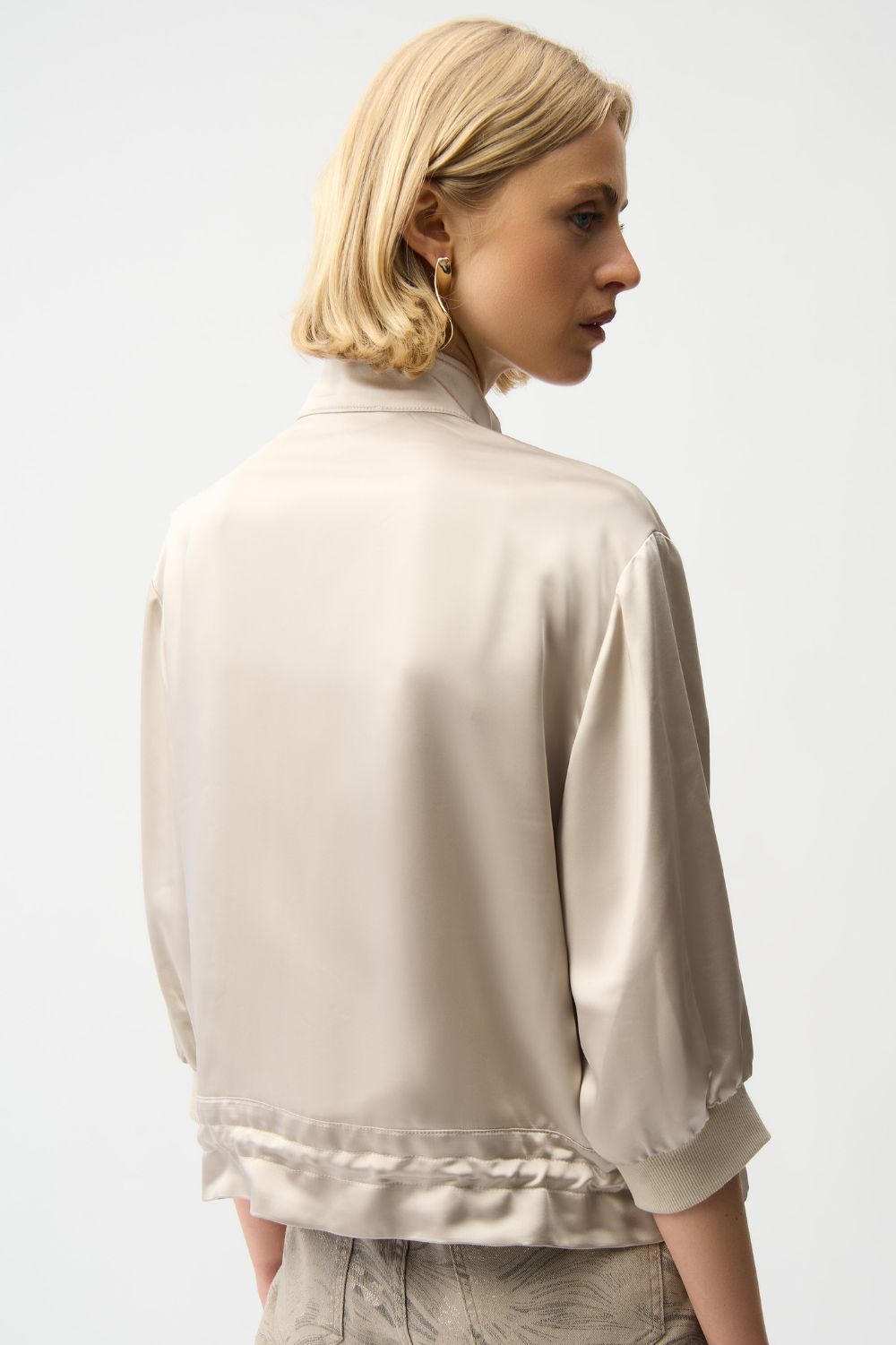 Joseph Ribkoff - Joseph Ribkoff Satin Blouson Jacket | Moonstone - Jacket - Silvermaple Boutique 