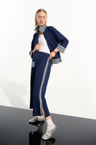 Joseph Ribkoff - Joseph Ribkoff Scuba Jersey Culottes | Indigo/Vanilla - Pants - Silvermaple Boutique 