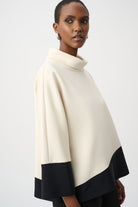 Joseph Ribkoff - Joseph Ribkoff Scuba Jersey Trapeze Top | Birch/Black - Top - Silvermaple Boutique 