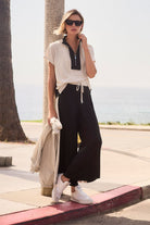 Joseph Ribkoff - Joseph Ribkoff Silky Knit Colour Block Pants | Black/Moonstone - Pants - Silvermaple Boutique 