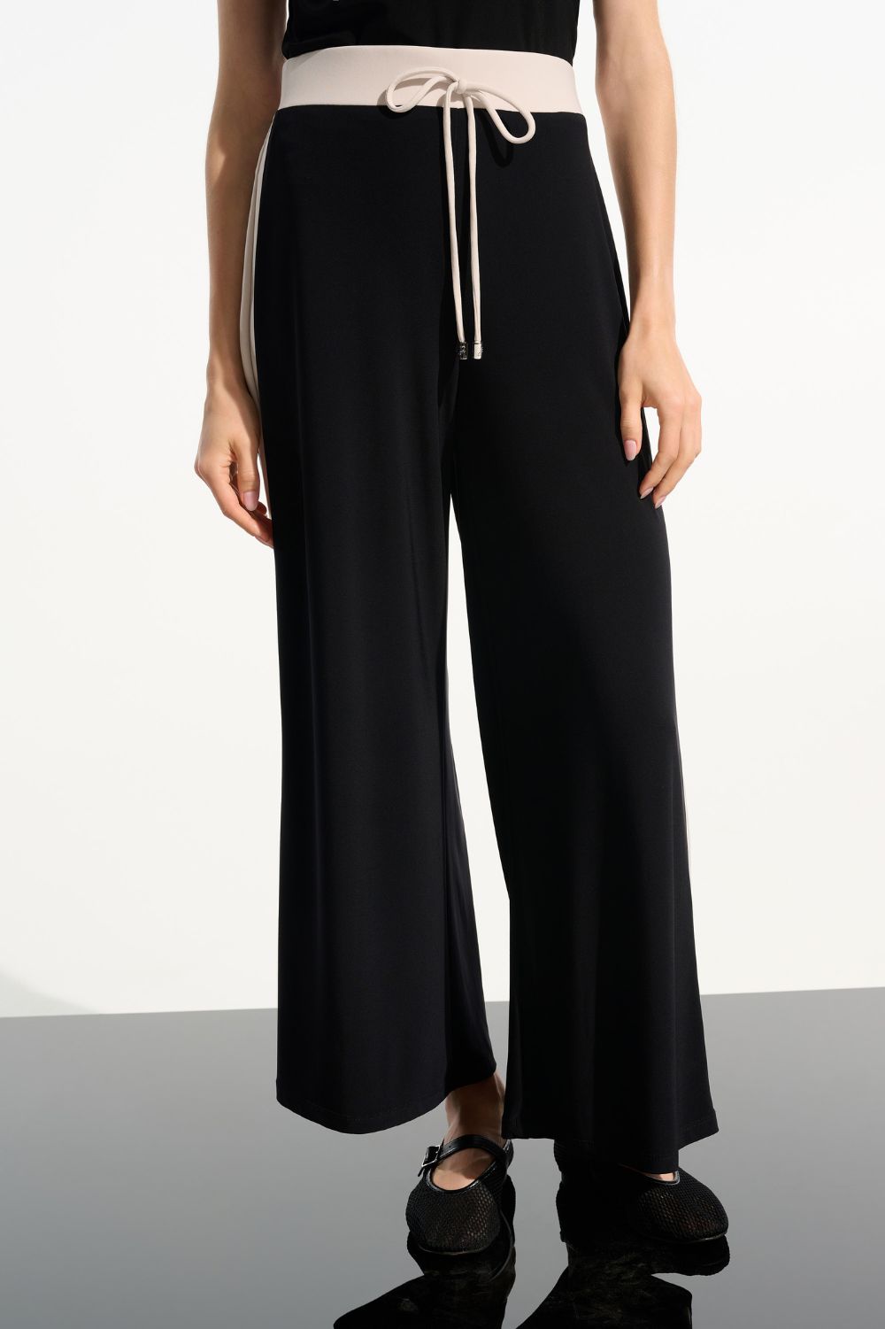 Joseph Ribkoff - Joseph Ribkoff Silky Knit Colour Block Pants | Black/Moonstone - Pants - Silvermaple Boutique 