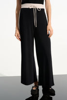 Joseph Ribkoff - Joseph Ribkoff Silky Knit Colour Block Pants | Black/Moonstone - Pants - Silvermaple Boutique 