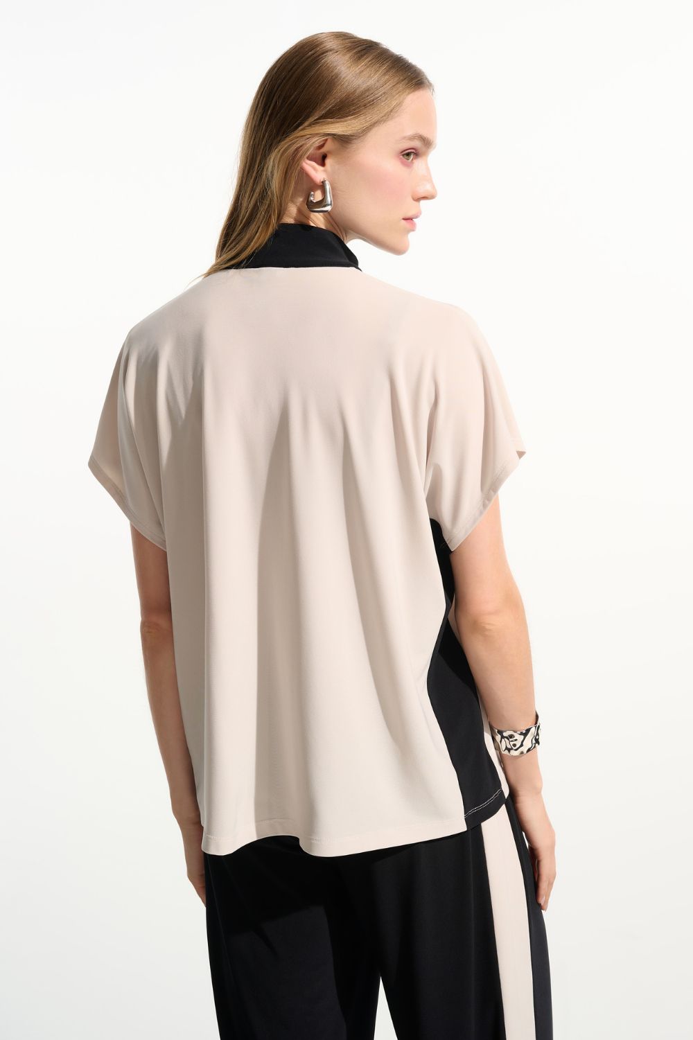 Joseph Ribkoff - Joseph Ribkoff Silky Knit Colour Block Top | Moonstone/Black - Jumper - Silvermaple Boutique 