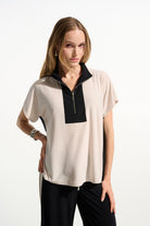 Joseph Ribkoff - Joseph Ribkoff Silky Knit Colour Block Top | Moonstone/Black - Jumper - Silvermaple Boutique 
