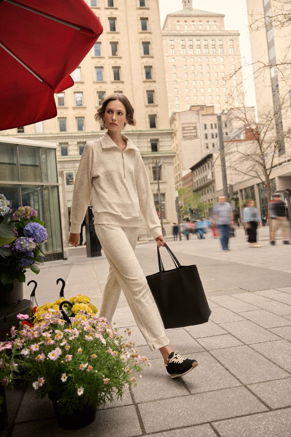 Joseph Ribkoff - Joseph Ribkoff Slit Hem Knit Joggers | Oatmeal Melange - Jogger - Silvermaple Boutique 