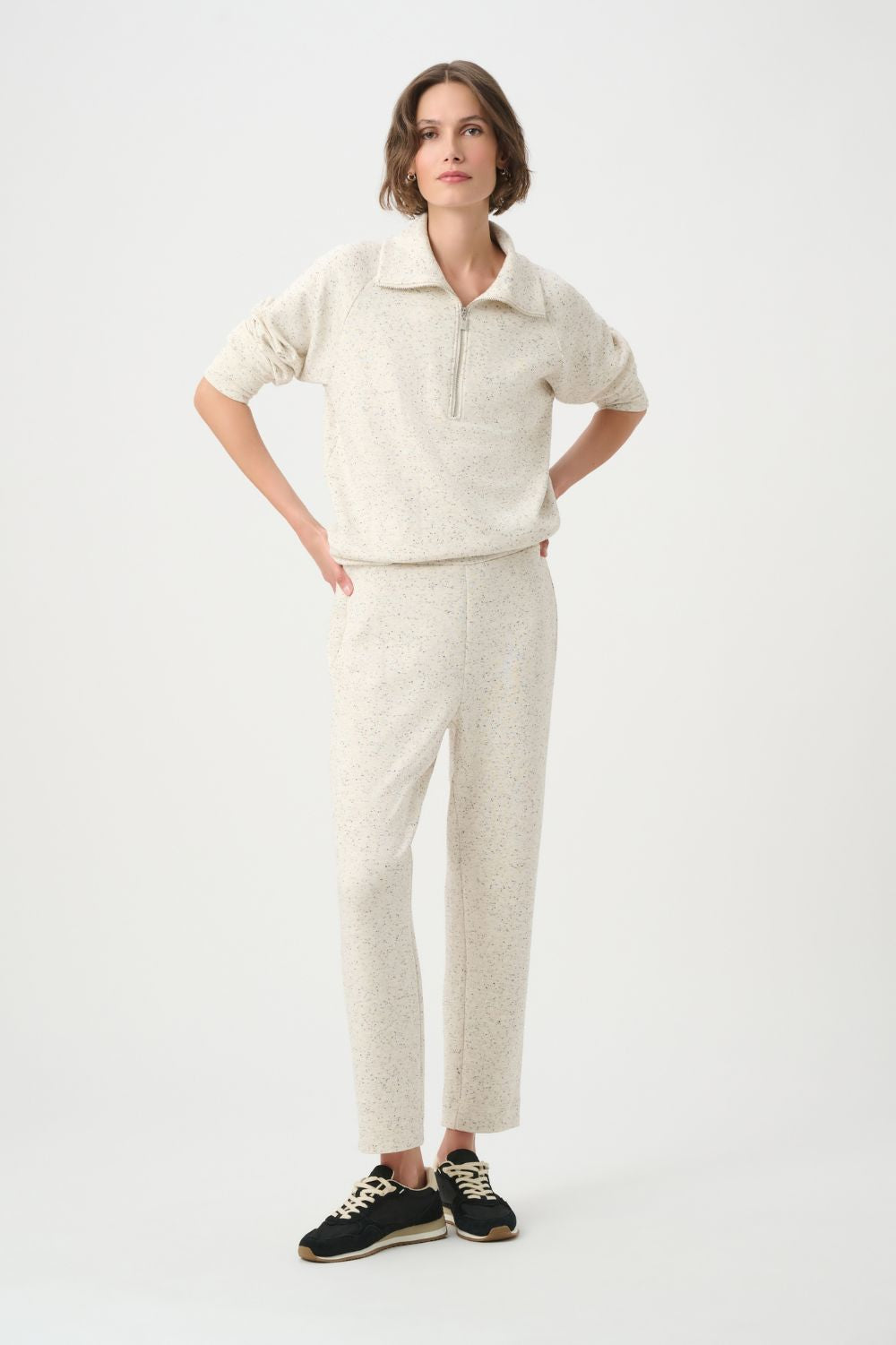 Joseph Ribkoff - Joseph Ribkoff Slit Hem Knit Joggers | Oatmeal Melange - Jogger - Silvermaple Boutique 