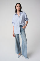 Joseph Ribkoff - Joseph Ribkoff Tencel Stripe Blouse | Blue/Vanilla - Blouse - Silvermaple Boutique 