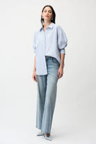 Joseph Ribkoff - Joseph Ribkoff Tencel Stripe Blouse | Blue/Vanilla - Blouse - Silvermaple Boutique 