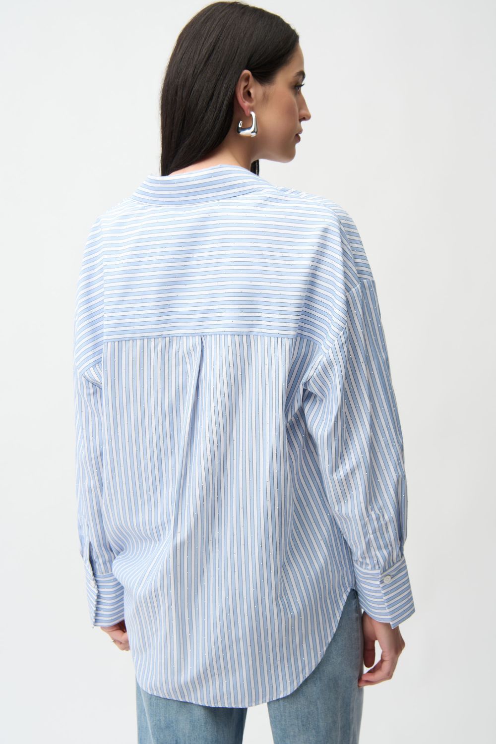 Joseph Ribkoff - Joseph Ribkoff Tencel Stripe Blouse | Blue/Vanilla - Blouse - Silvermaple Boutique 
