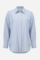 Joseph Ribkoff - Joseph Ribkoff Tencel Stripe Blouse | Blue/Vanilla - Blouse - Silvermaple Boutique 