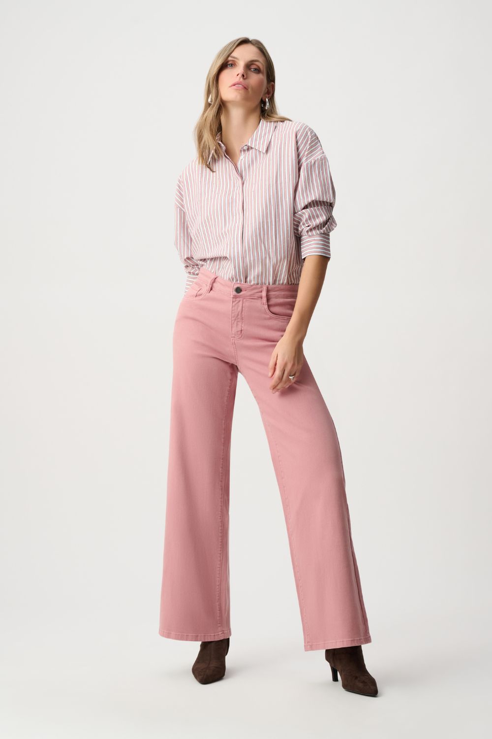 Joseph Ribkoff - Joseph Ribkoff Tencel Stripe Blouse | Vintage Rose/Vanilla - Blouse - Silvermaple Boutique 