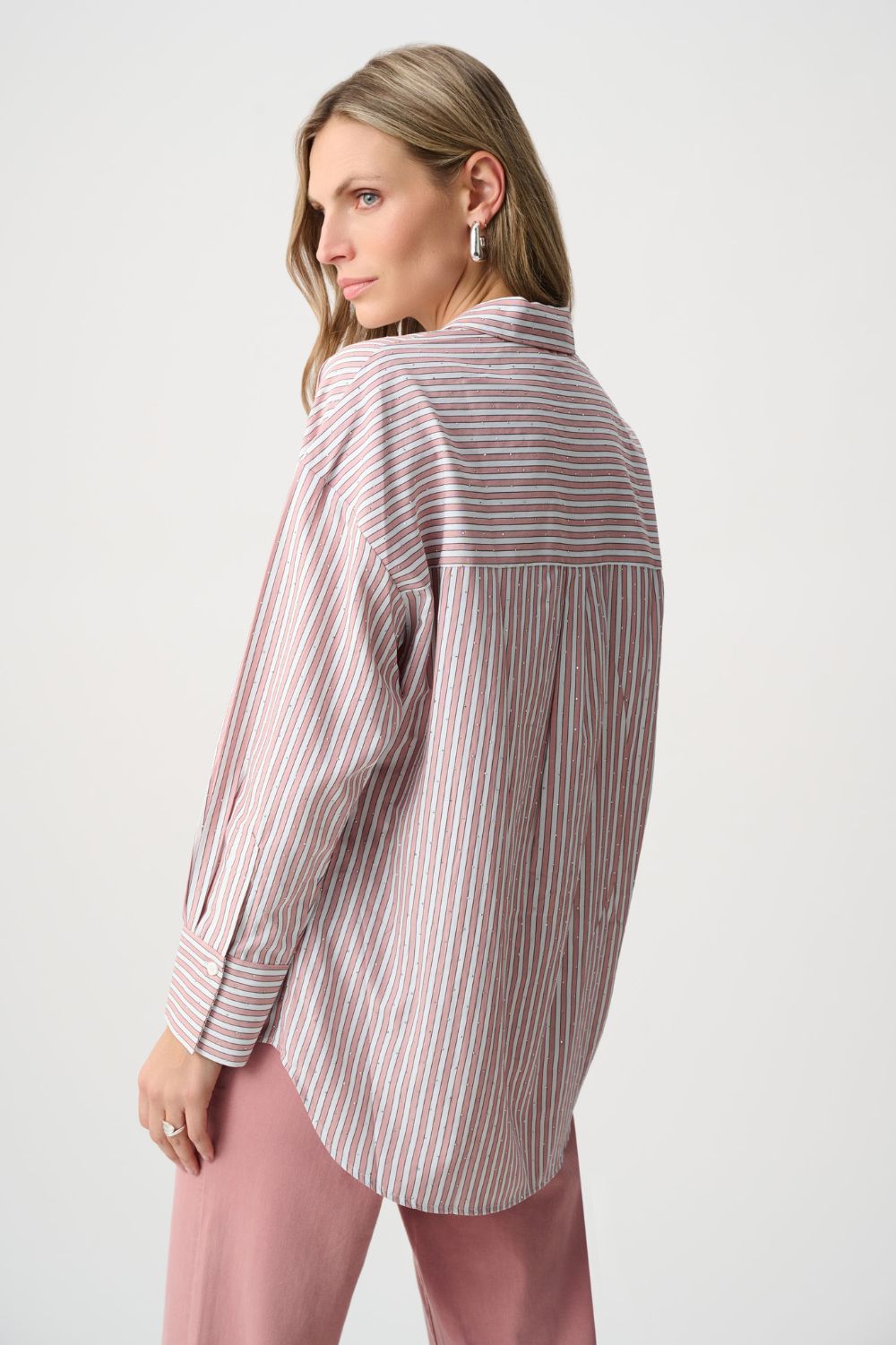 Joseph Ribkoff - Joseph Ribkoff Tencel Stripe Blouse | Vintage Rose/Vanilla - Blouse - Silvermaple Boutique 