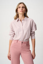Joseph Ribkoff - Joseph Ribkoff Tencel Stripe Blouse | Vintage Rose/Vanilla - Blouse - Silvermaple Boutique 
