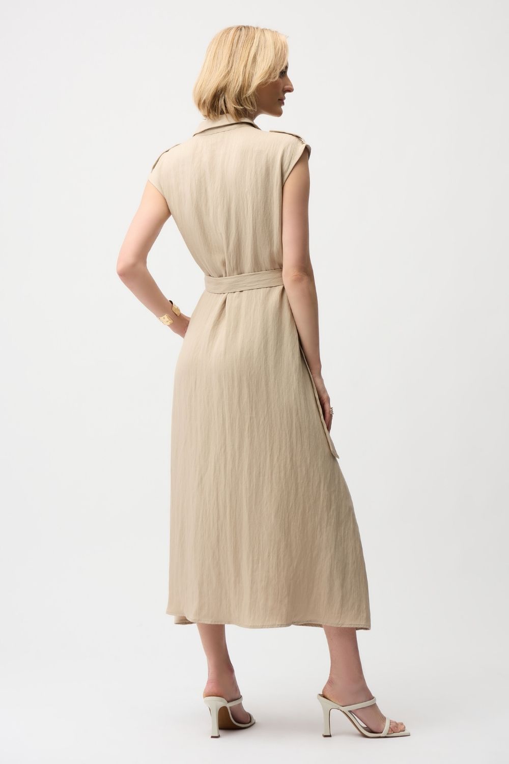 Joseph Ribkoff - Joseph Ribkoff Textured Woven Shirt Dress | Parchment - Dress - Silvermaple Boutique 