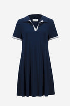 Joseph Ribkoff - Joseph Ribkoff Trapeze Dress With Polo Collar | Indigo - Dress - Silvermaple Boutique 